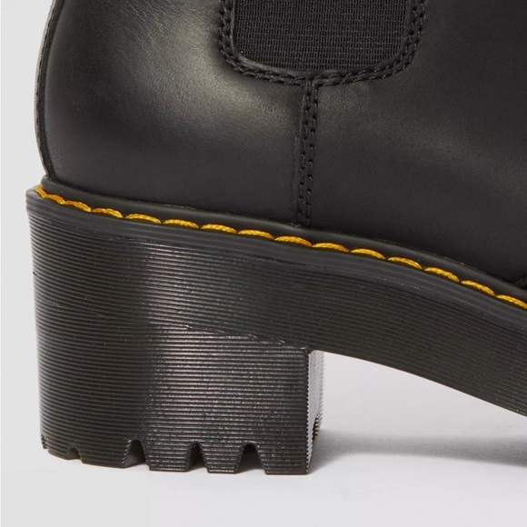 Doc Martens Black Rometty Wyoming Leather Platform Chelsea Boots - Picture 4 of 14